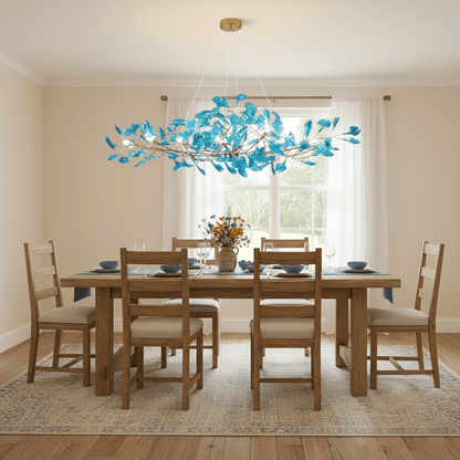 Acrylic Ginkgo Leaf Chandelier - Elegant Design with Adjustable Height