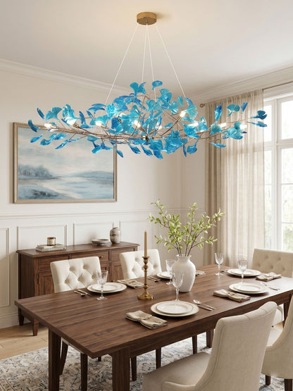 Acrylic Ginkgo Leaf Chandelier - Elegant Design with Adjustable Height