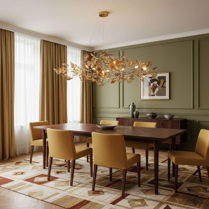 Acrylic Ginkgo Leaf Chandelier - Elegant Design with Adjustable Height