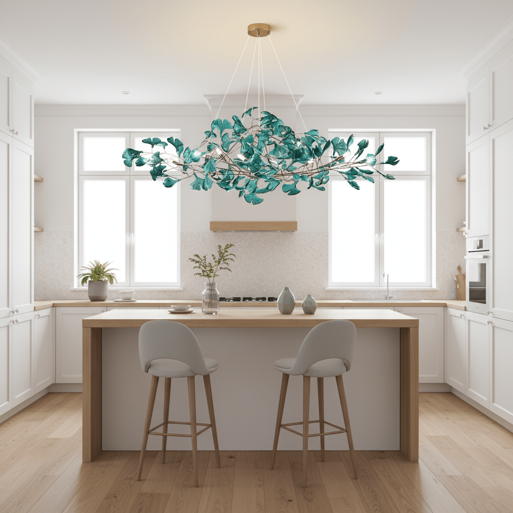 Acrylic Ginkgo Leaf Chandelier - Elegant Design with Adjustable Height