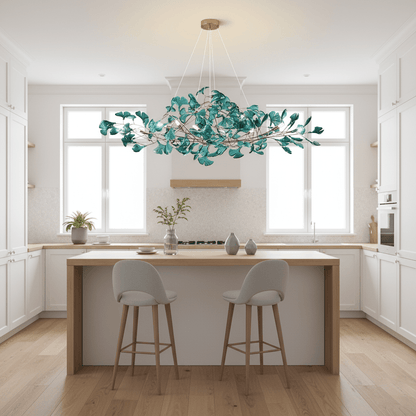 Acrylic Ginkgo Leaf Chandelier - Elegant Design with Adjustable Height