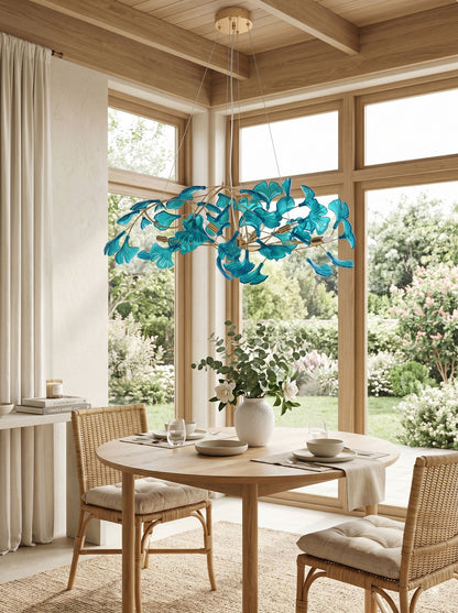 Acrylic Ginkgo Leaf Chandelier - Elegant Design with Adjustable Height