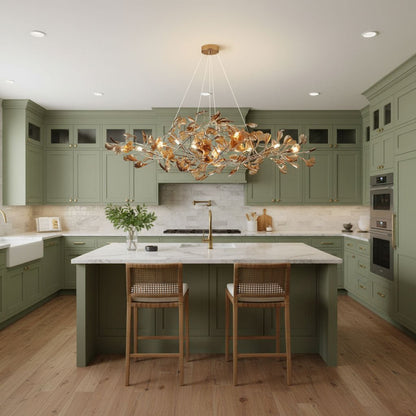Acrylic Ginkgo Leaf Chandelier - Elegant Design with Adjustable Height