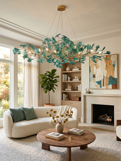 Acrylic Ginkgo Leaf Chandelier - Elegant Design with Adjustable Height
