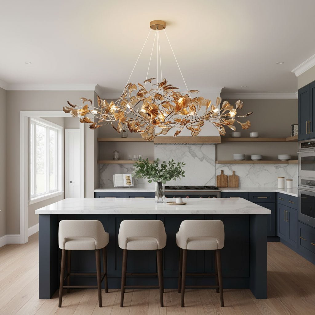 Acrylic Ginkgo Leaf Chandelier - Elegant Design with Adjustable Height