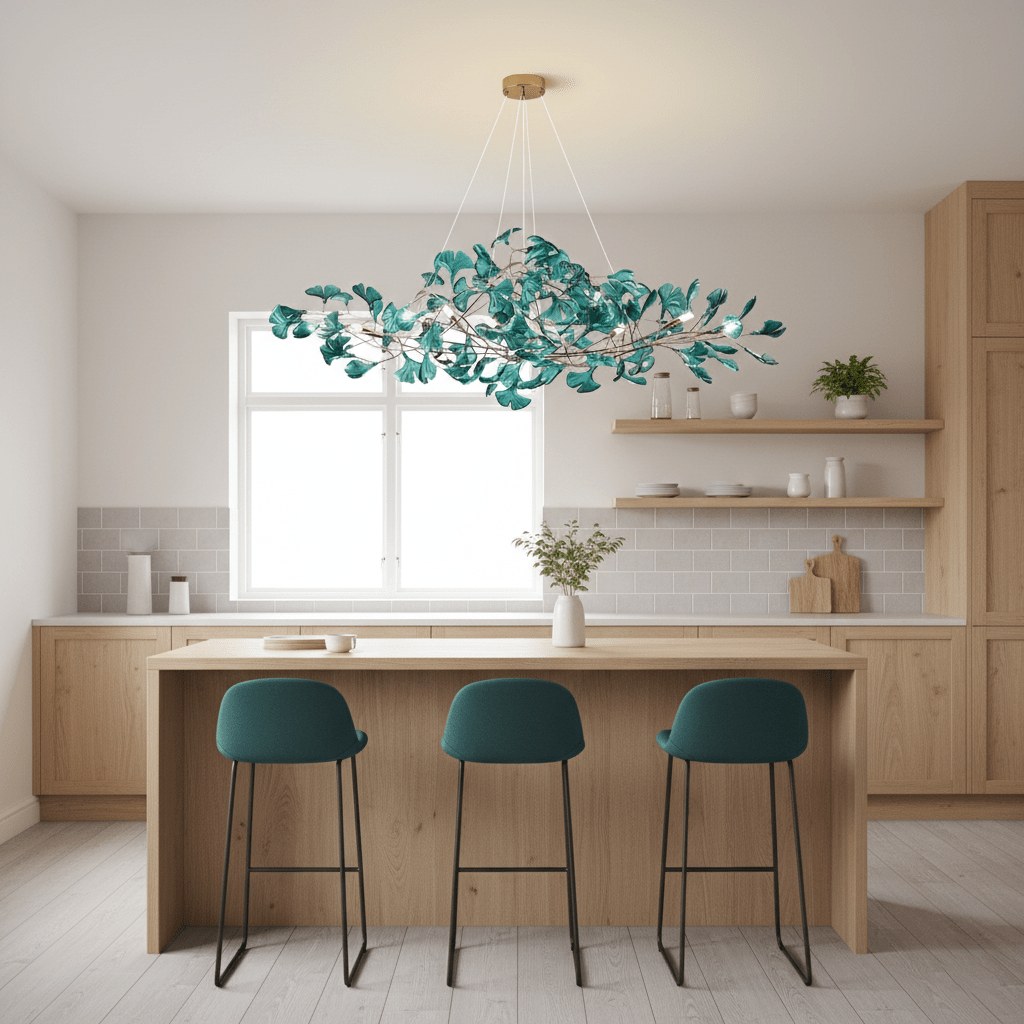Acrylic Ginkgo Leaf Chandelier - Elegant Design with Adjustable Height