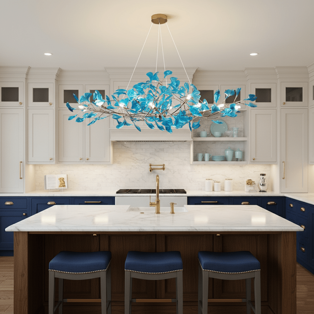 Acrylic Ginkgo Leaf Chandelier - Elegant Design with Adjustable Height