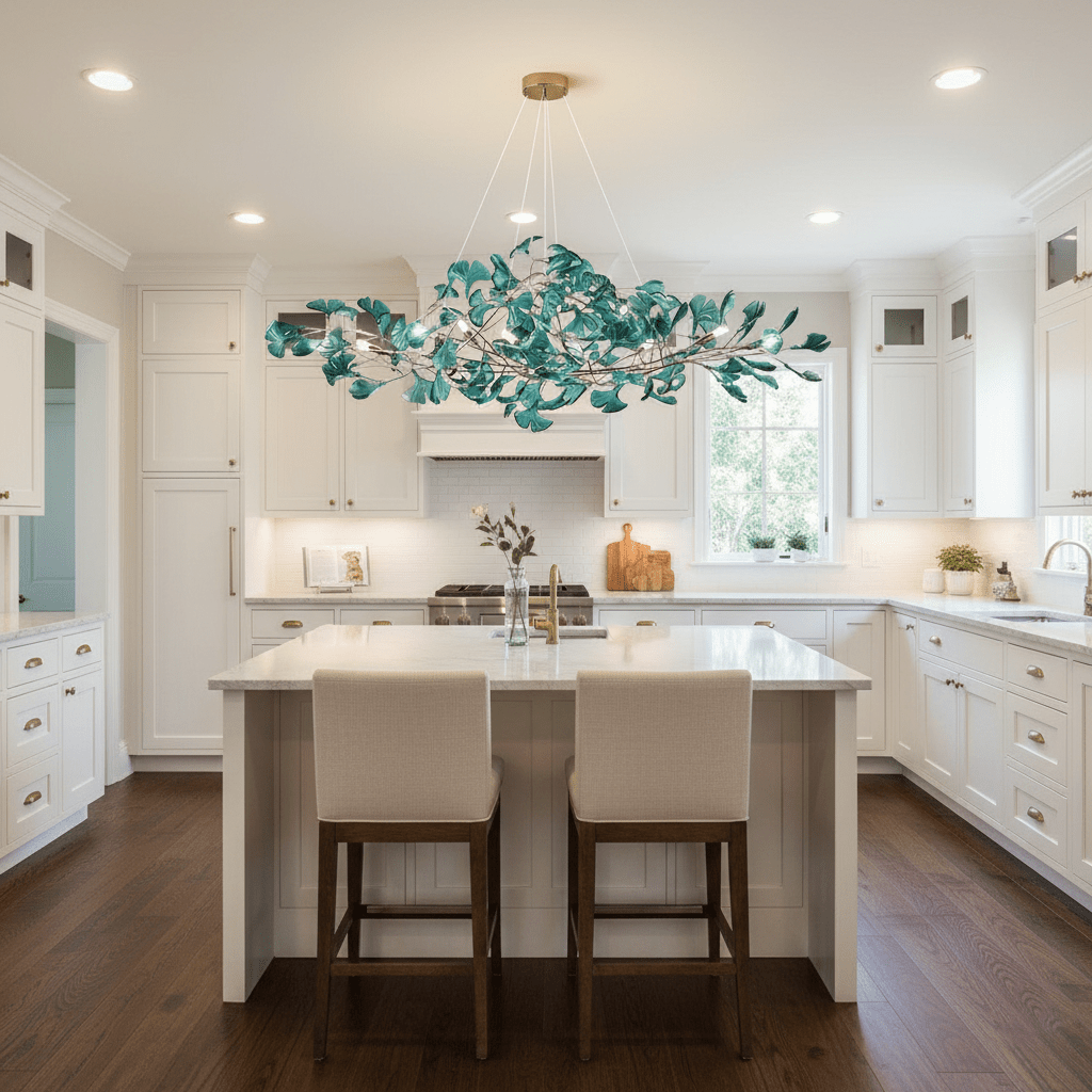 Acrylic Ginkgo Leaf Chandelier - Elegant Design with Adjustable Height