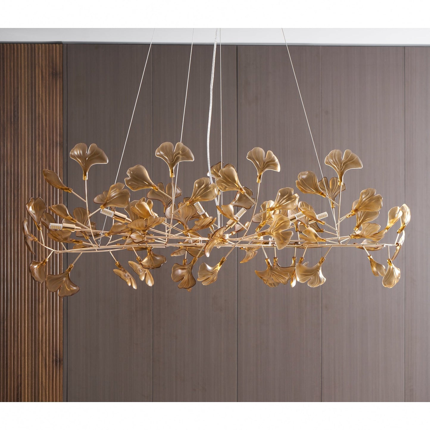 Acrylic Ginkgo Leaf Chandelier - Elegant Design with Adjustable Height