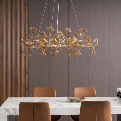 Acrylic Ginkgo Leaf Chandelier - Elegant Design with Adjustable Height