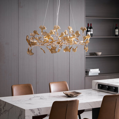 Acrylic Ginkgo Leaf Chandelier - Elegant Design with Adjustable Height
