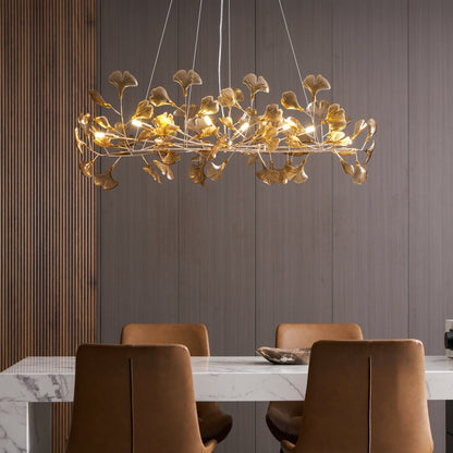 Acrylic Ginkgo Leaf Chandelier - Elegant Design with Adjustable Height