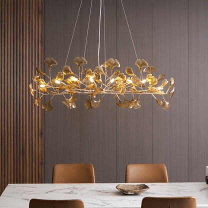Acrylic Ginkgo Leaf Chandelier - Elegant Design with Adjustable Height