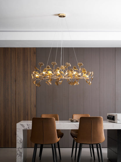 Acrylic Ginkgo Leaf Chandelier - Elegant Design with Adjustable Height