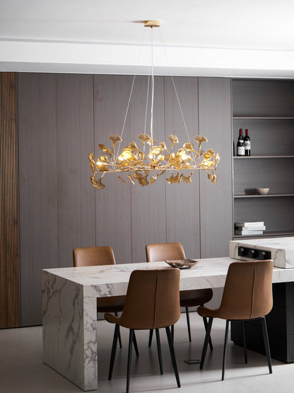 Acrylic Ginkgo Leaf Chandelier - Elegant Design with Adjustable Height
