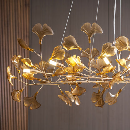 Acrylic Ginkgo Leaf Chandelier - Elegant Design with Adjustable Height
