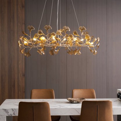 Acrylic Ginkgo Leaf Chandelier - Elegant Design with Adjustable Height