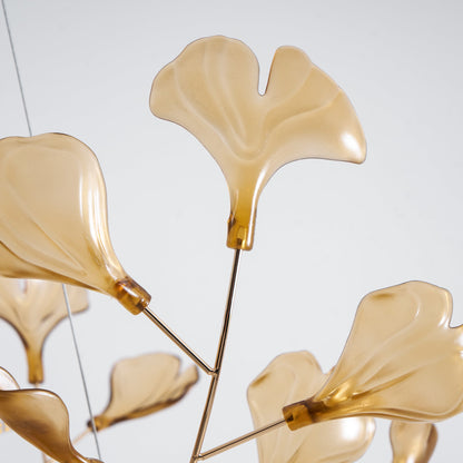 Acrylic Ginkgo Leaf Chandelier - Elegant Design with Adjustable Height