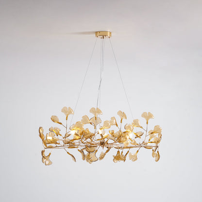 Acrylic Ginkgo Leaf Chandelier - Elegant Design with Adjustable Height