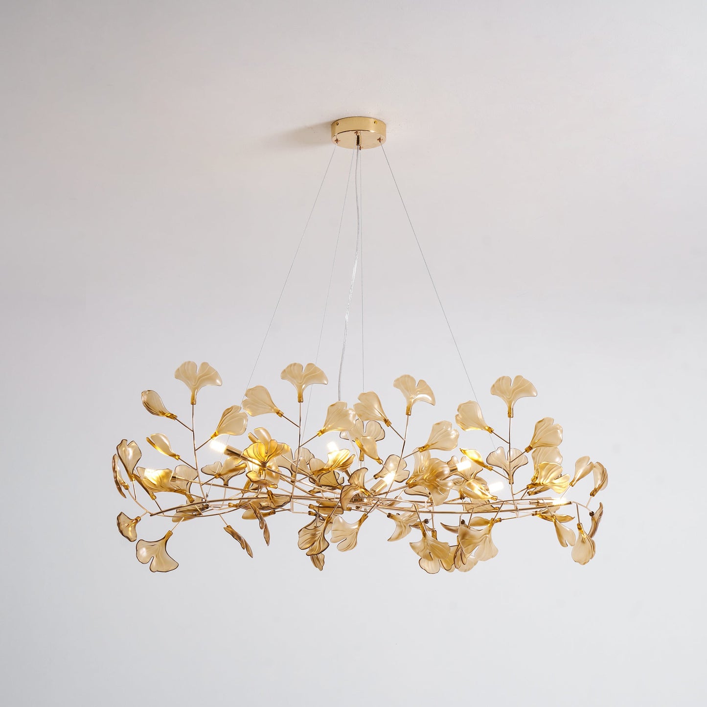 Acrylic Ginkgo Leaf Chandelier - Elegant Design with Adjustable Height