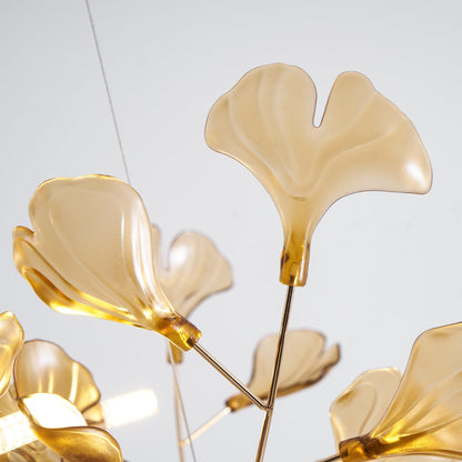 Acrylic Ginkgo Leaf Chandelier - Elegant Design with Adjustable Height