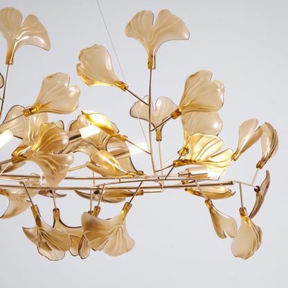 Acrylic Ginkgo Leaf Chandelier - Elegant Design with Adjustable Height