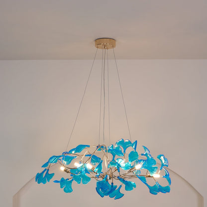 Acrylic Ginkgo Leaf Chandelier - Elegant Design with Adjustable Height