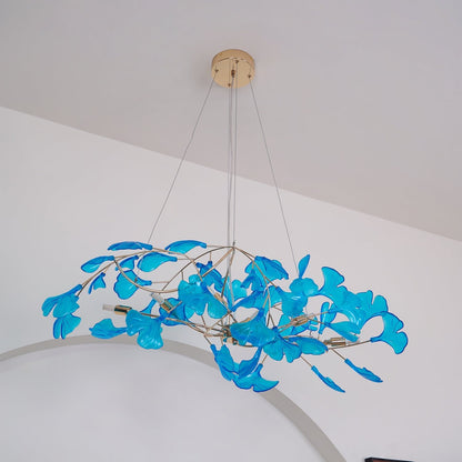 Acrylic Ginkgo Leaf Chandelier - Elegant Design with Adjustable Height