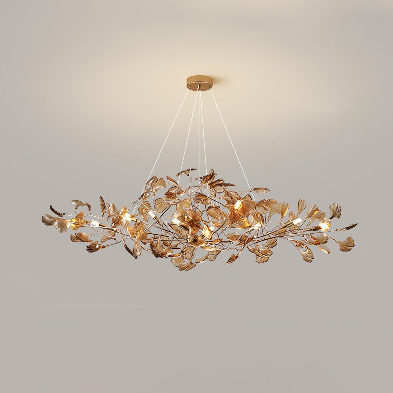 Acrylic Ginkgo Leaf Chandelier - Elegant Design with Adjustable Height