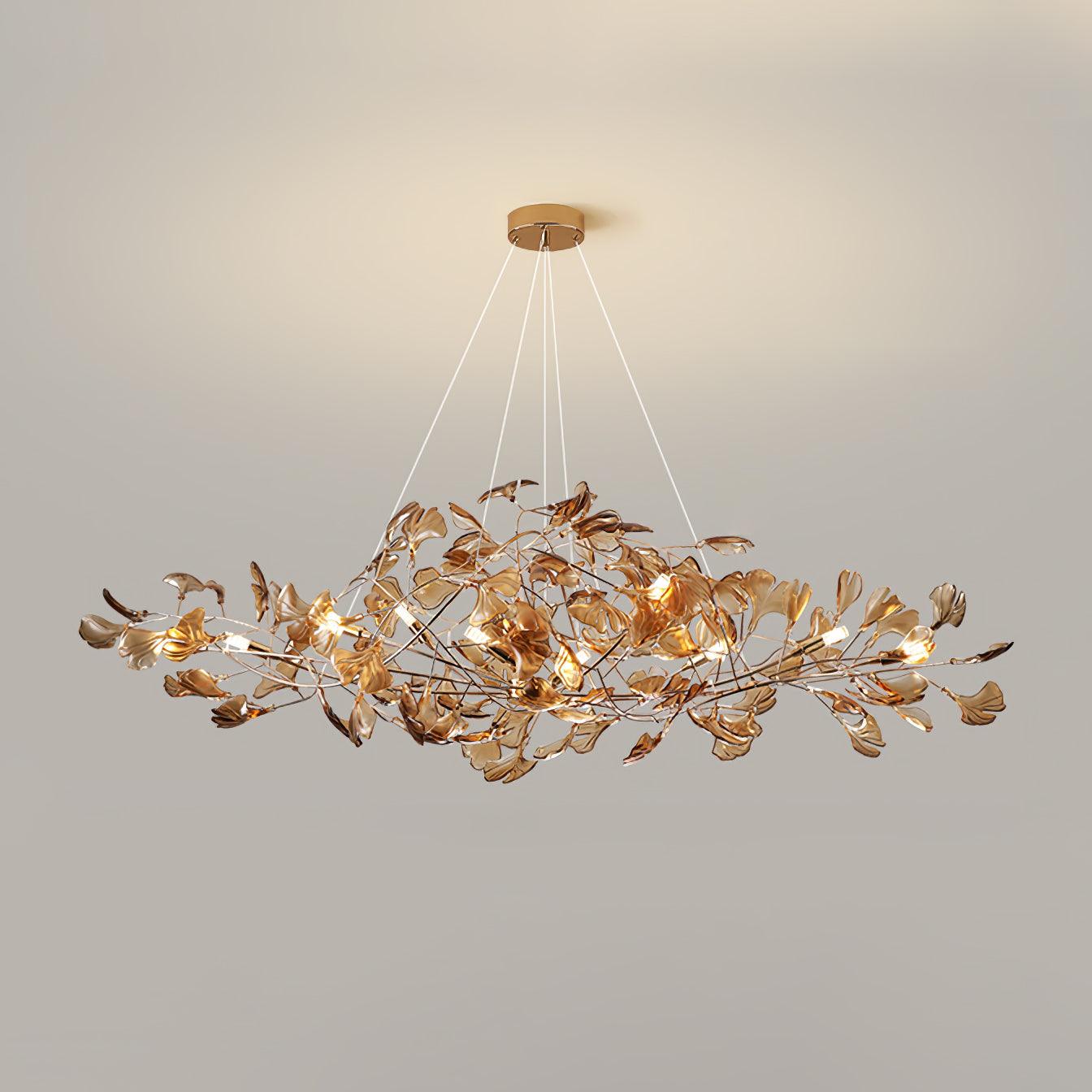 Acrylic Ginkgo Leaf Chandelier - Elegant Design with Adjustable Height