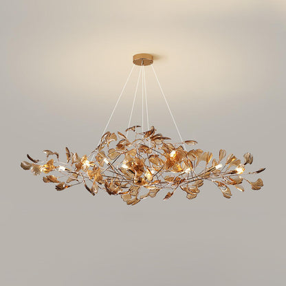 Acrylic Ginkgo Leaf Chandelier - Elegant Design with Adjustable Height