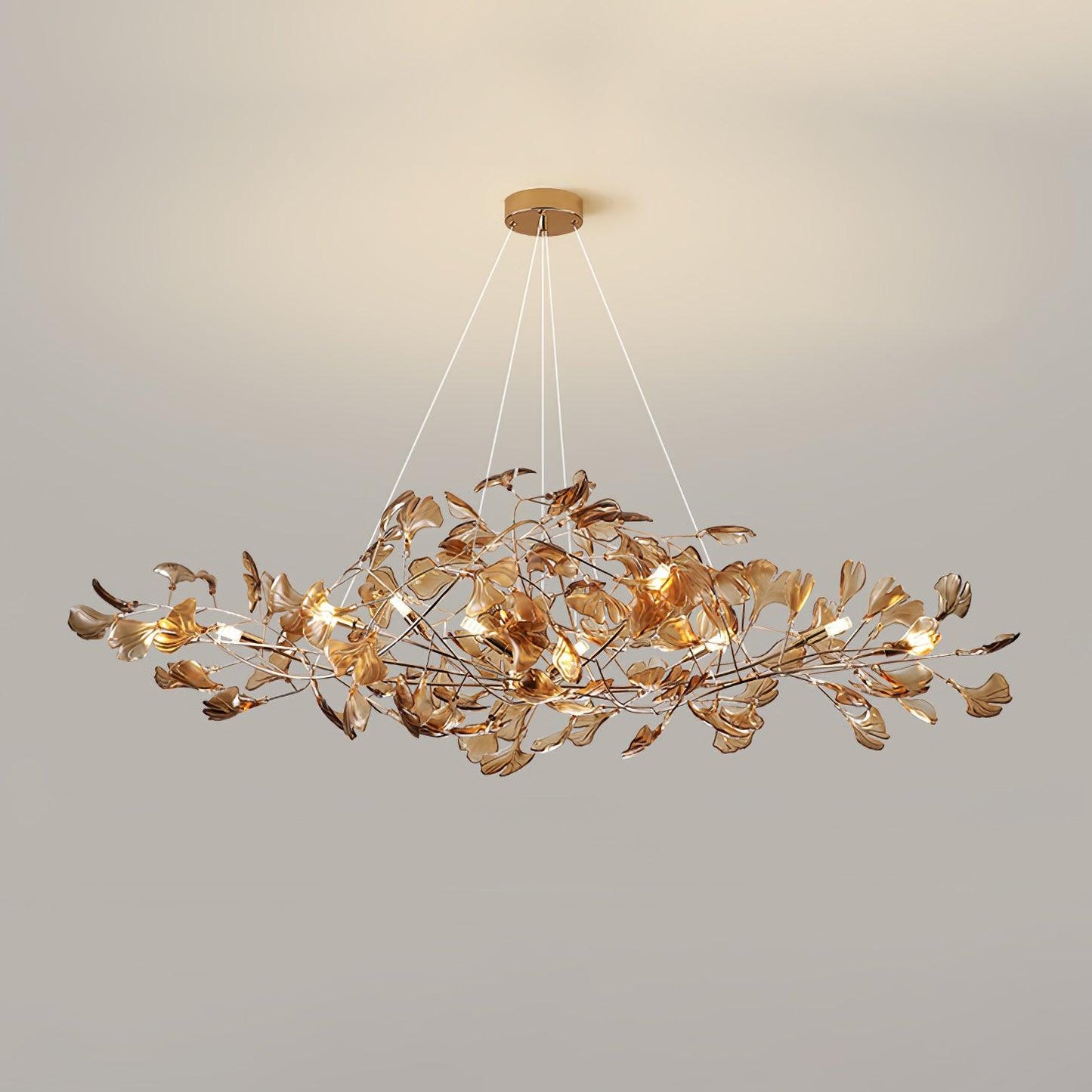 Acrylic Ginkgo Leaf Chandelier - Elegant Design with Adjustable Height