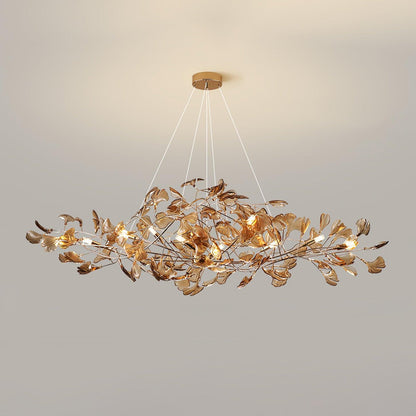 Acrylic Ginkgo Leaf Chandelier - Elegant Design with Adjustable Height