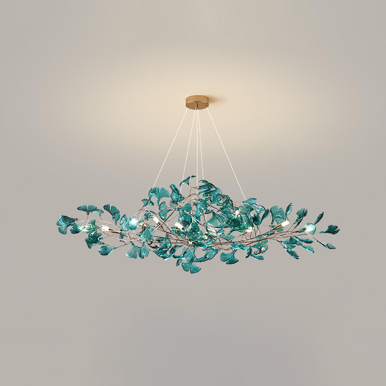 Acrylic Ginkgo Leaf Chandelier - Elegant Design with Adjustable Height