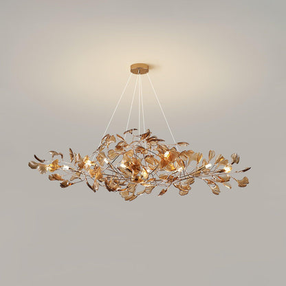 Acrylic Ginkgo Leaf Chandelier - Elegant Design with Adjustable Height
