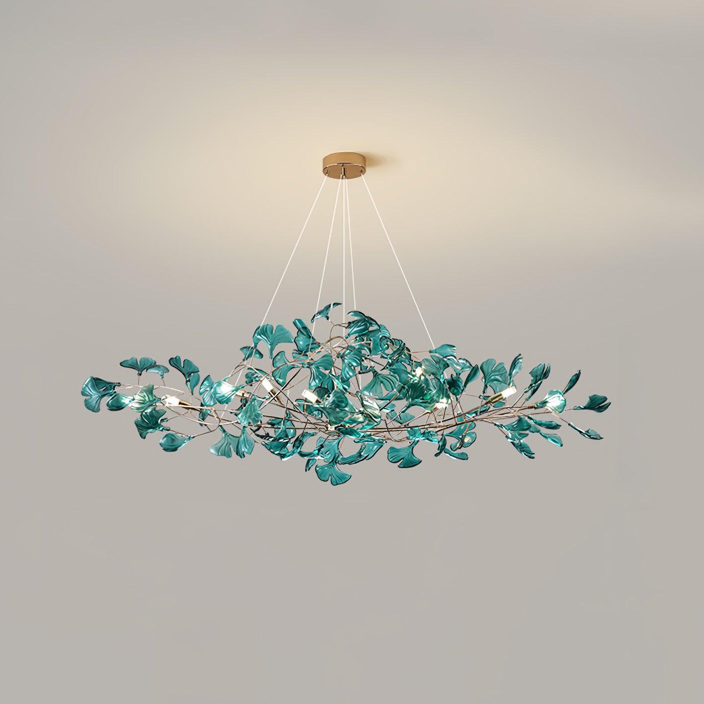 Acrylic Ginkgo Leaf Chandelier - Elegant Design with Adjustable Height