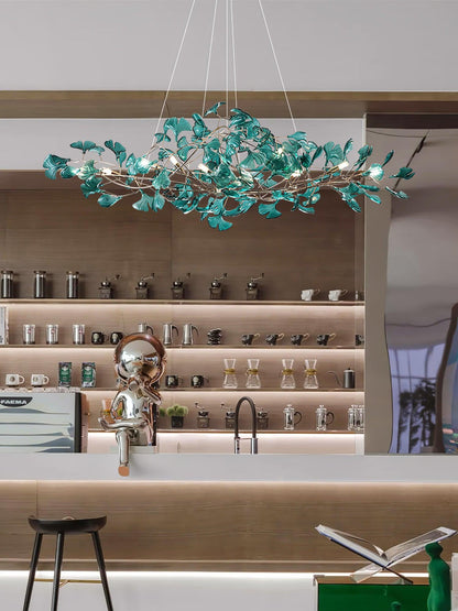 Acrylic Ginkgo Leaf Chandelier - Elegant Design with Adjustable Height