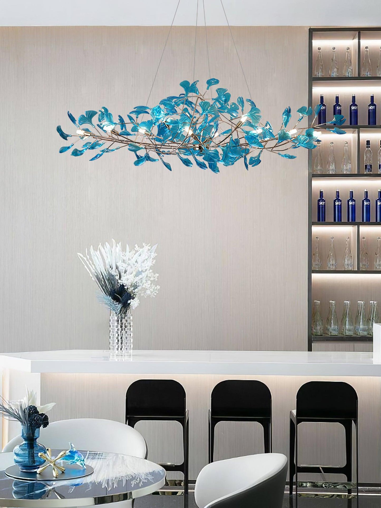 Acrylic Ginkgo Leaf Chandelier - Elegant Design with Adjustable Height
