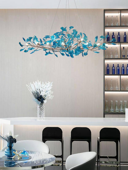Acrylic Ginkgo Leaf Chandelier - Elegant Design with Adjustable Height