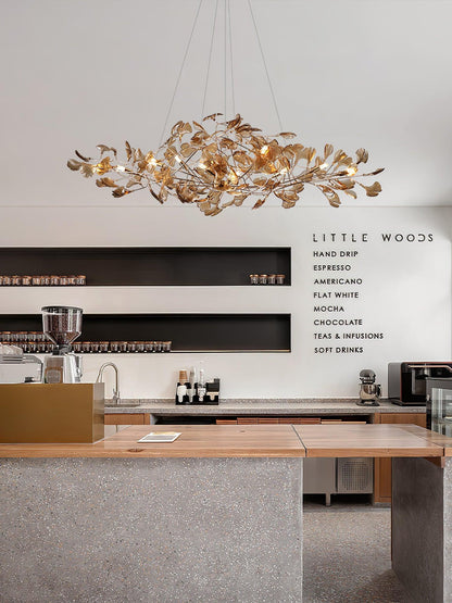 Acrylic Ginkgo Leaf Chandelier - Elegant Design with Adjustable Height