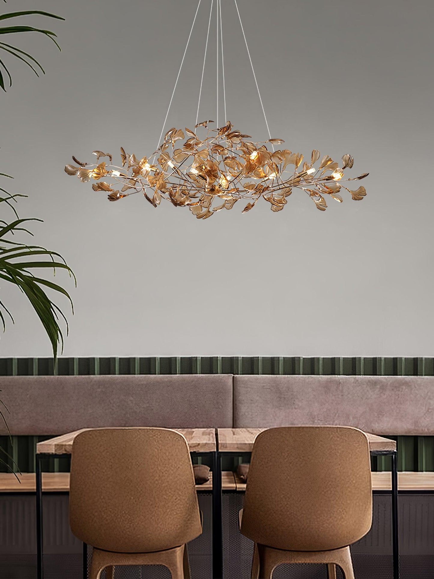 Acrylic Ginkgo Leaf Chandelier - Elegant Design with Adjustable Height