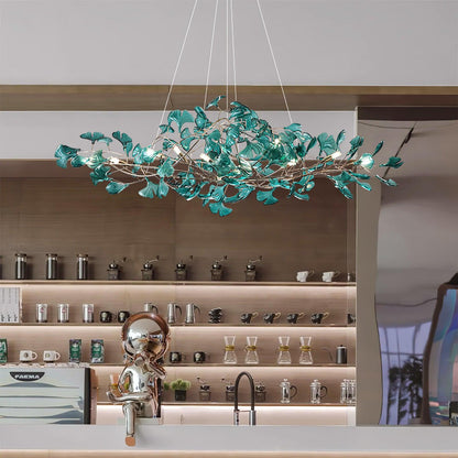 Acrylic Ginkgo Leaf Chandelier - Elegant Design with Adjustable Height