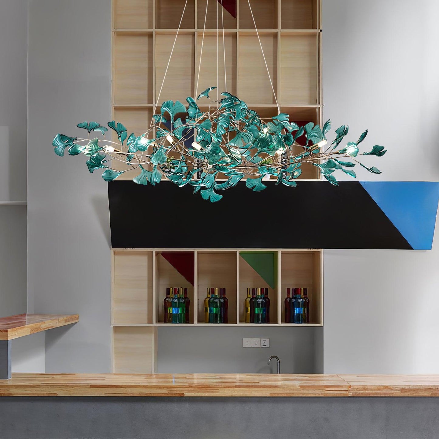 Acrylic Ginkgo Leaf Chandelier - Elegant Design with Adjustable Height