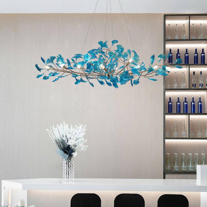 Acrylic Ginkgo Leaf Chandelier - Elegant Design with Adjustable Height