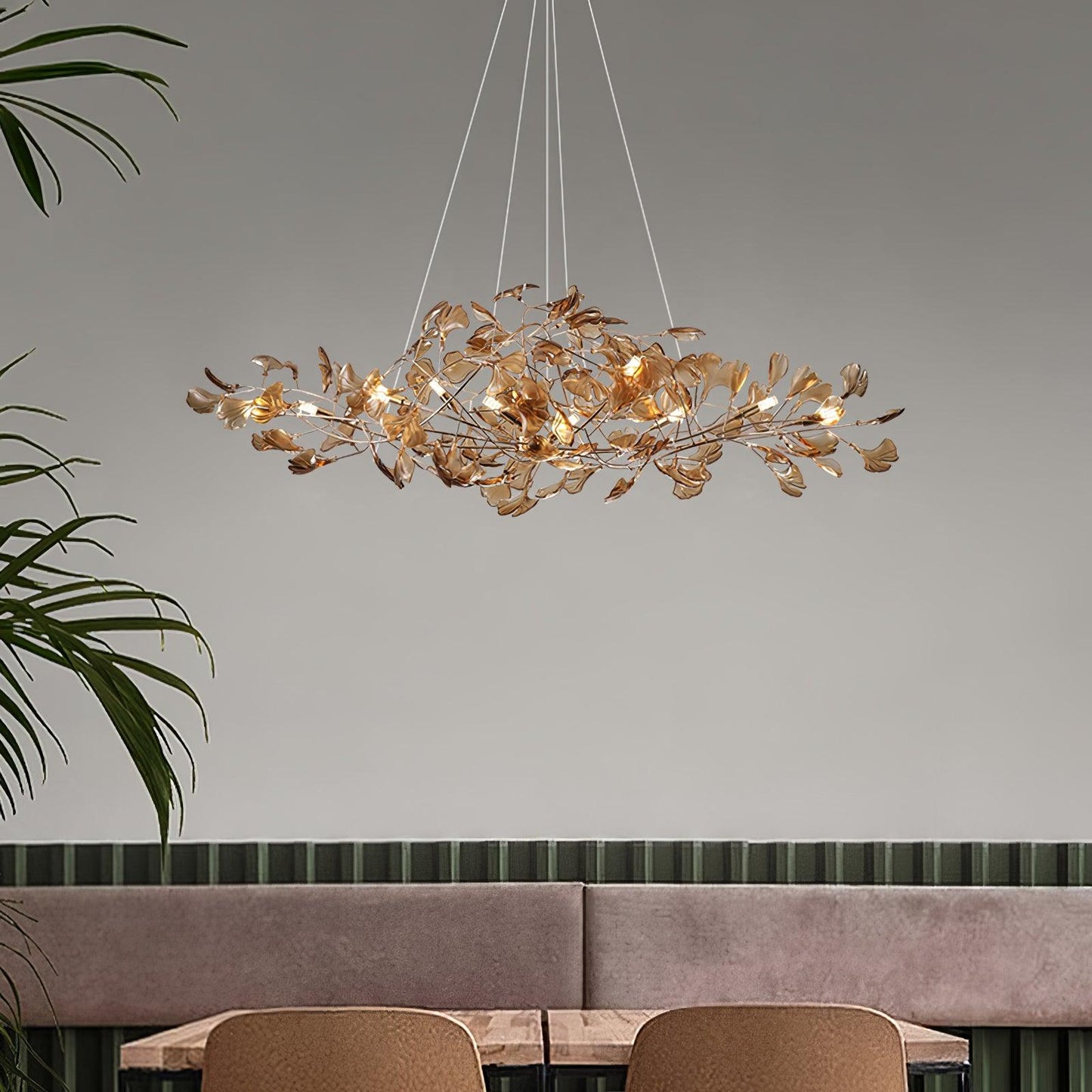 Acrylic Ginkgo Leaf Chandelier - Elegant Design with Adjustable Height