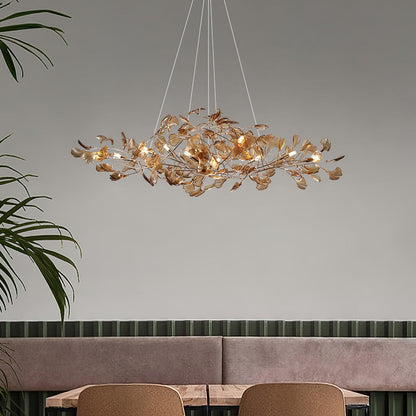Acrylic Ginkgo Leaf Chandelier - Elegant Design with Adjustable Height