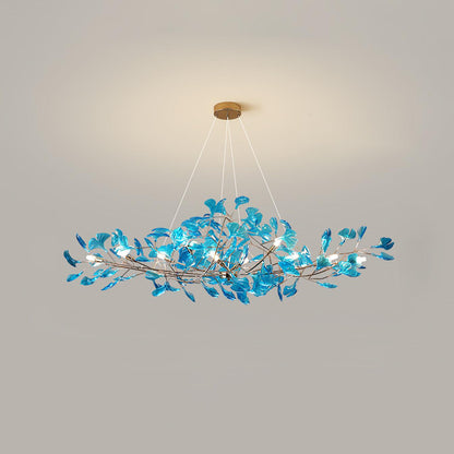 Acrylic Ginkgo Leaf Chandelier - Elegant Design with Adjustable Height