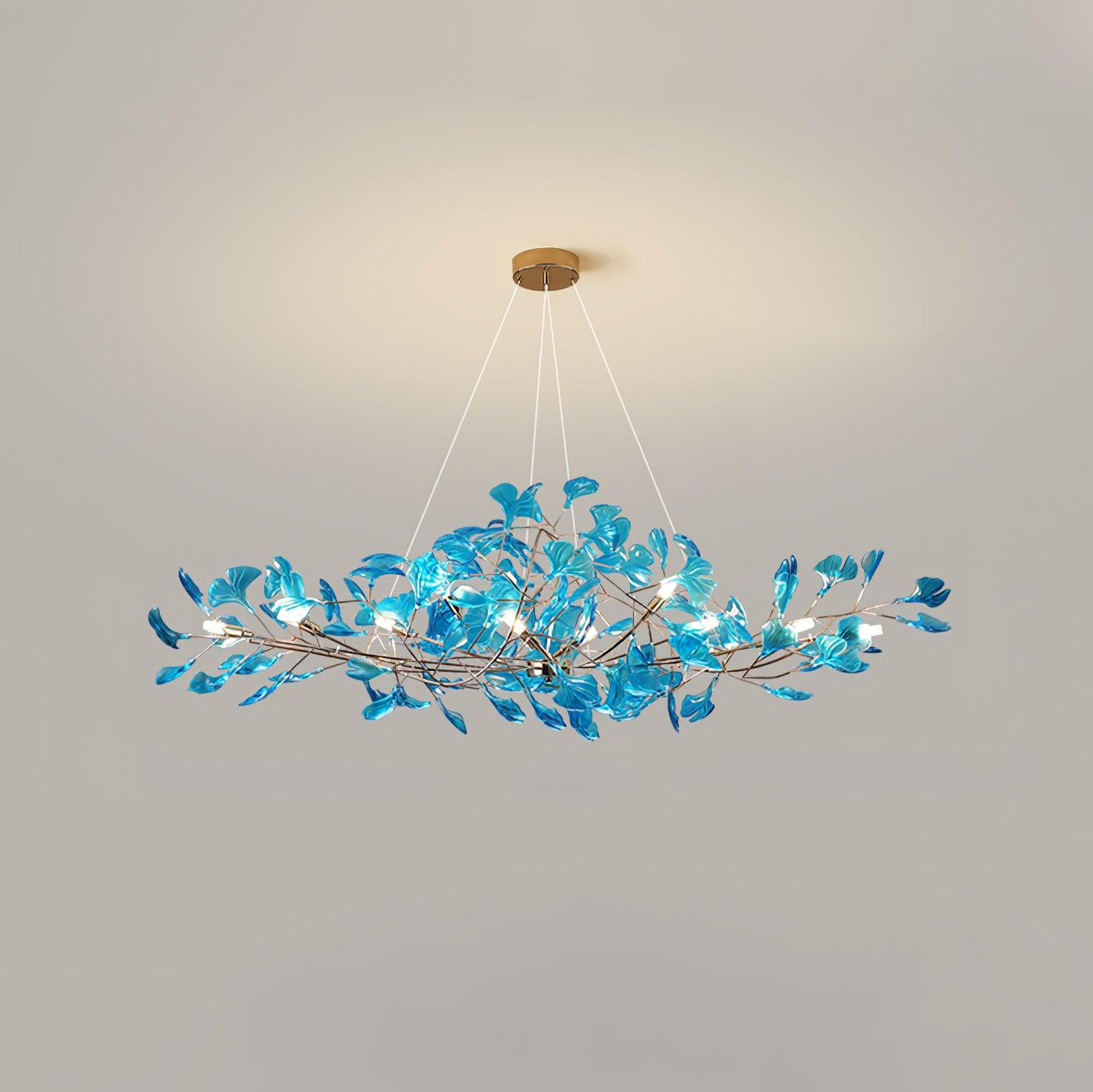 Acrylic Ginkgo Leaf Chandelier - Elegant Design with Adjustable Height