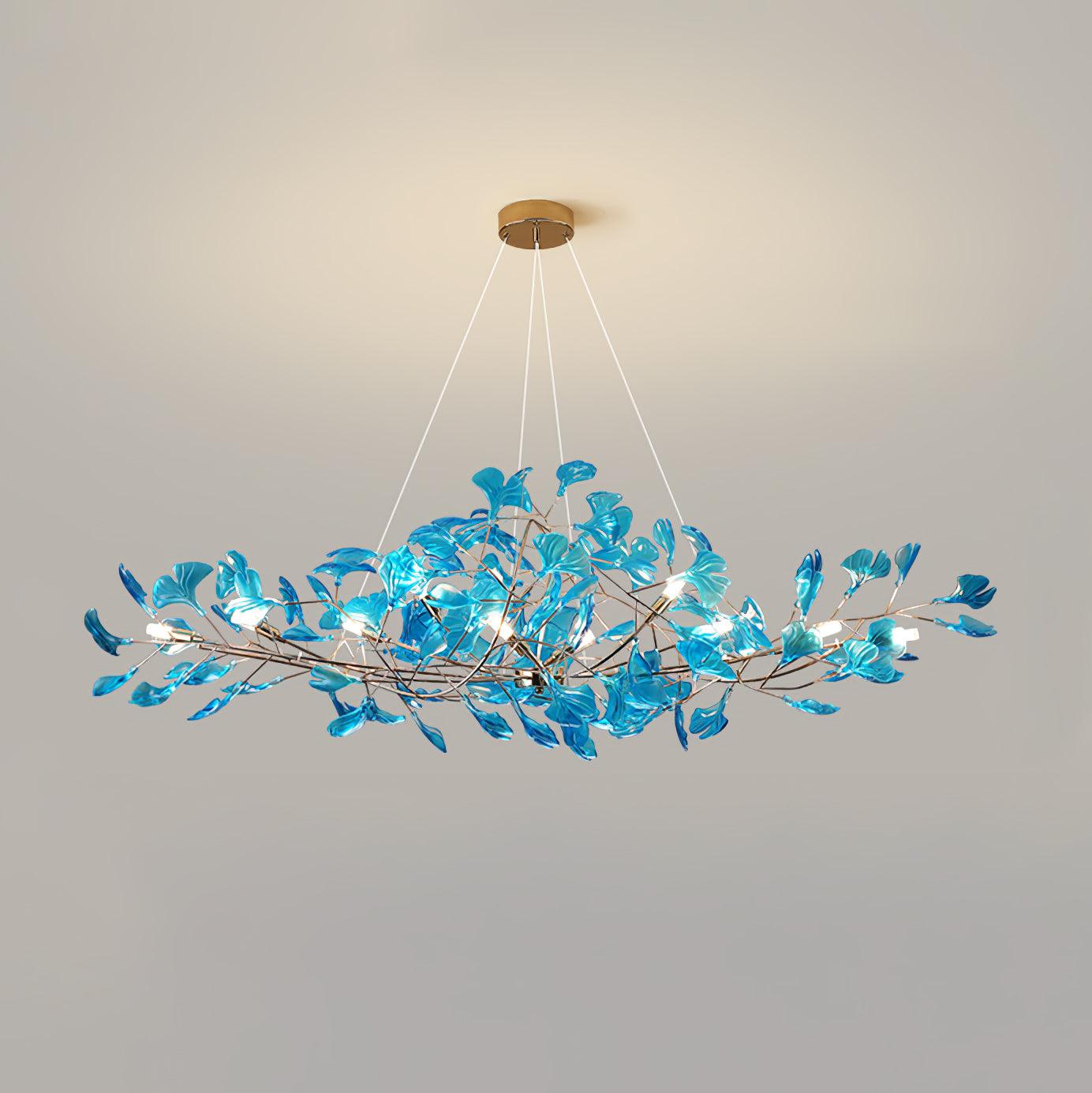 Acrylic Ginkgo Leaf Chandelier - Elegant Design with Adjustable Height