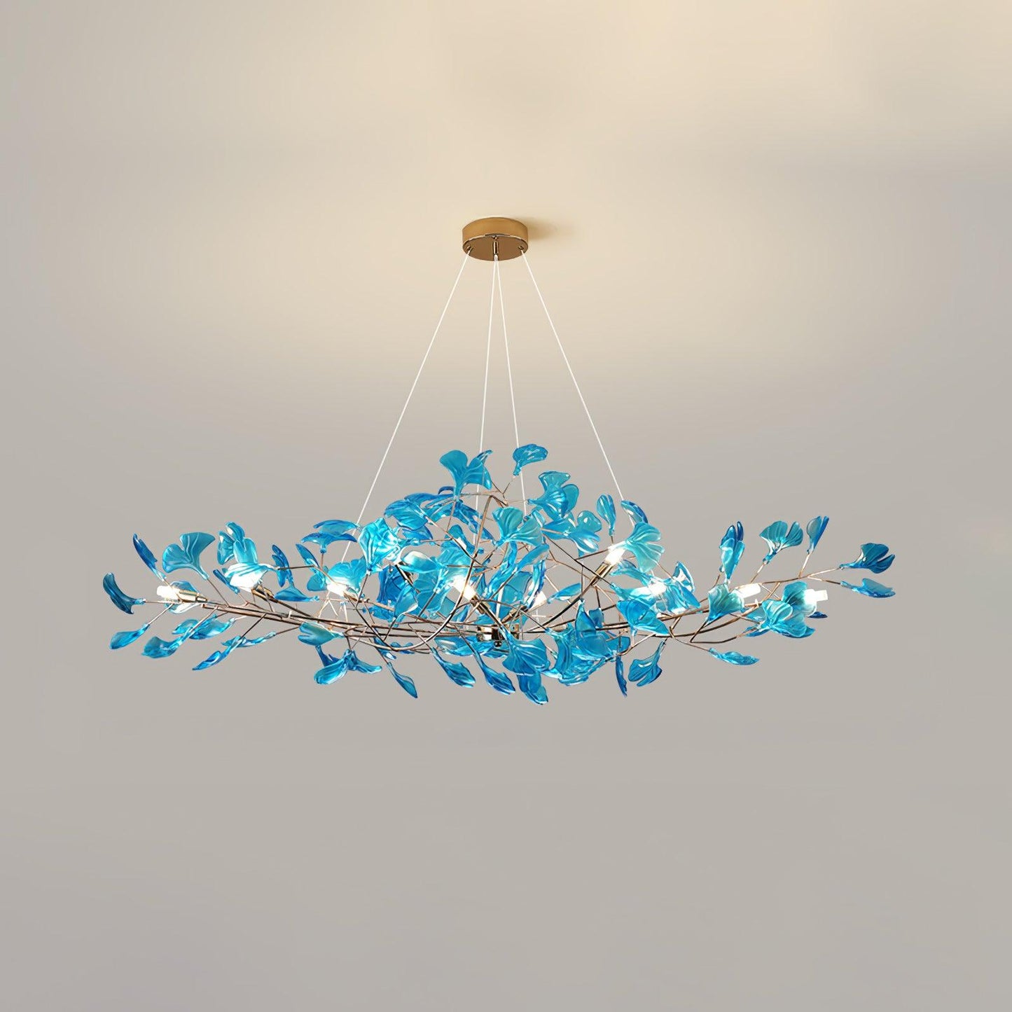 Acrylic Ginkgo Leaf Chandelier - Elegant Design with Adjustable Height